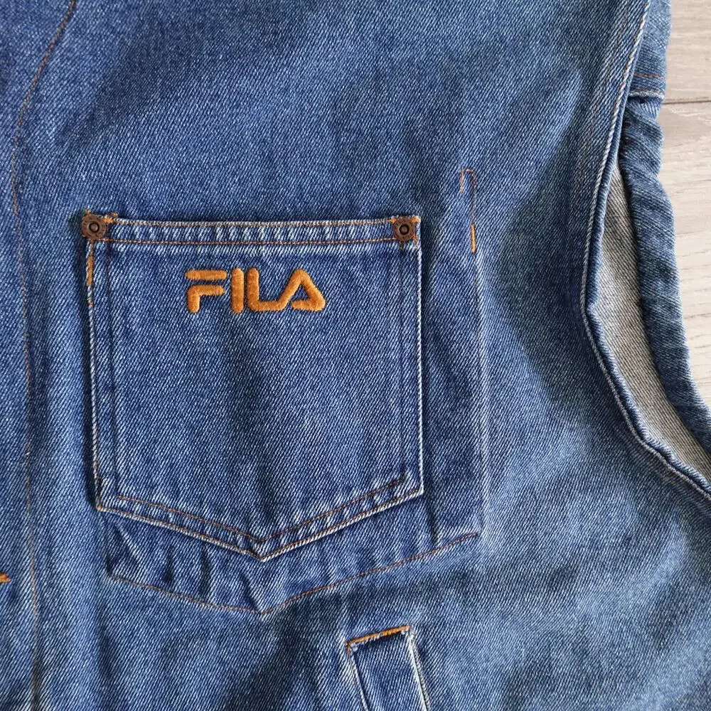 Vintage Fila Denim Vest 90s Y2K Men XXL jean jacket biker cowboy spring summer